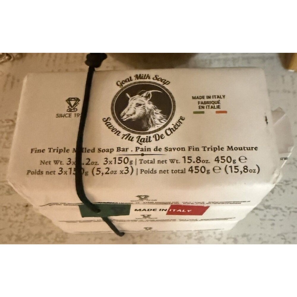 Italian Goat Milk Bar Soap Triple Milled 4x2x1 Pack of 3  3X5.2 oz